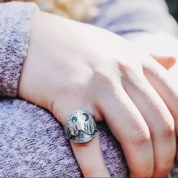 1 LEFT! ๐ BOHO Mountain Engraved CZ Gem Ring ๐ - Picture 5 of 12